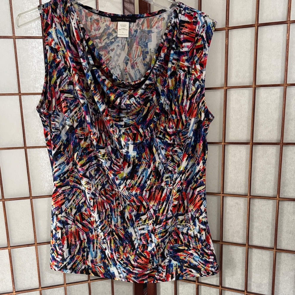 Vibrant Multicolor Sleeveless Blouse PTP 22 inches
